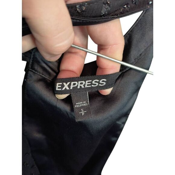 Express Women's Size Small Black Embellished Sleeveless Knee Length Dress - Picture 4 of 5